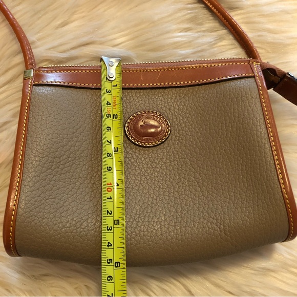 Dooney and Bourke taupe and tan leather mini crossbody bag purse - Picture 8 of 9
